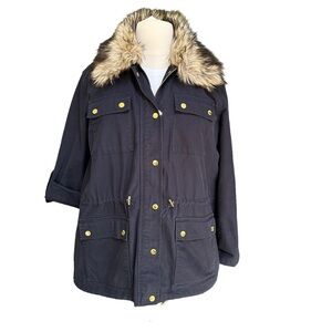 Michael Kores‎ Women's Navy Blu Lightweight  Detachable Faux Fur Collar Size: 2X
